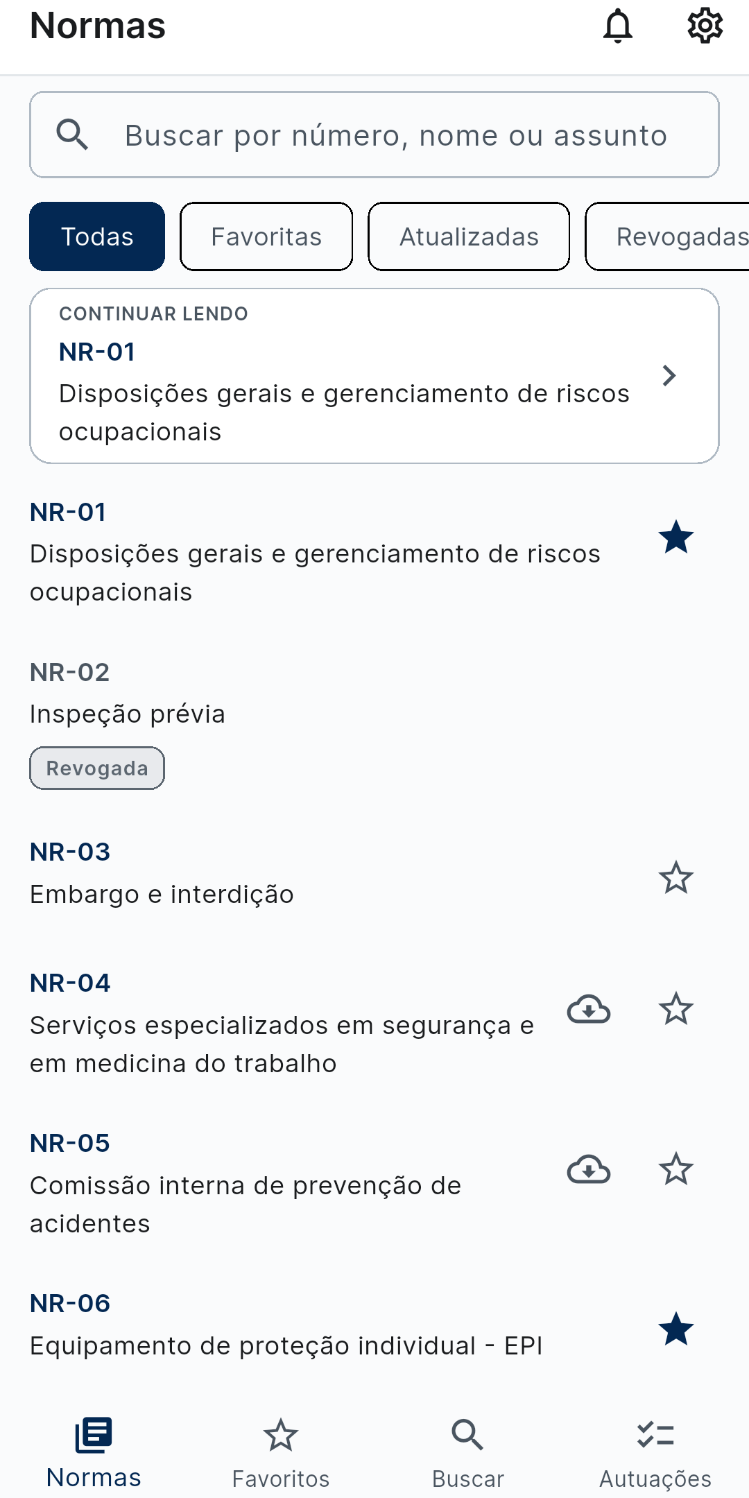 Lista de normas regulamentadoras no NR Fácil
