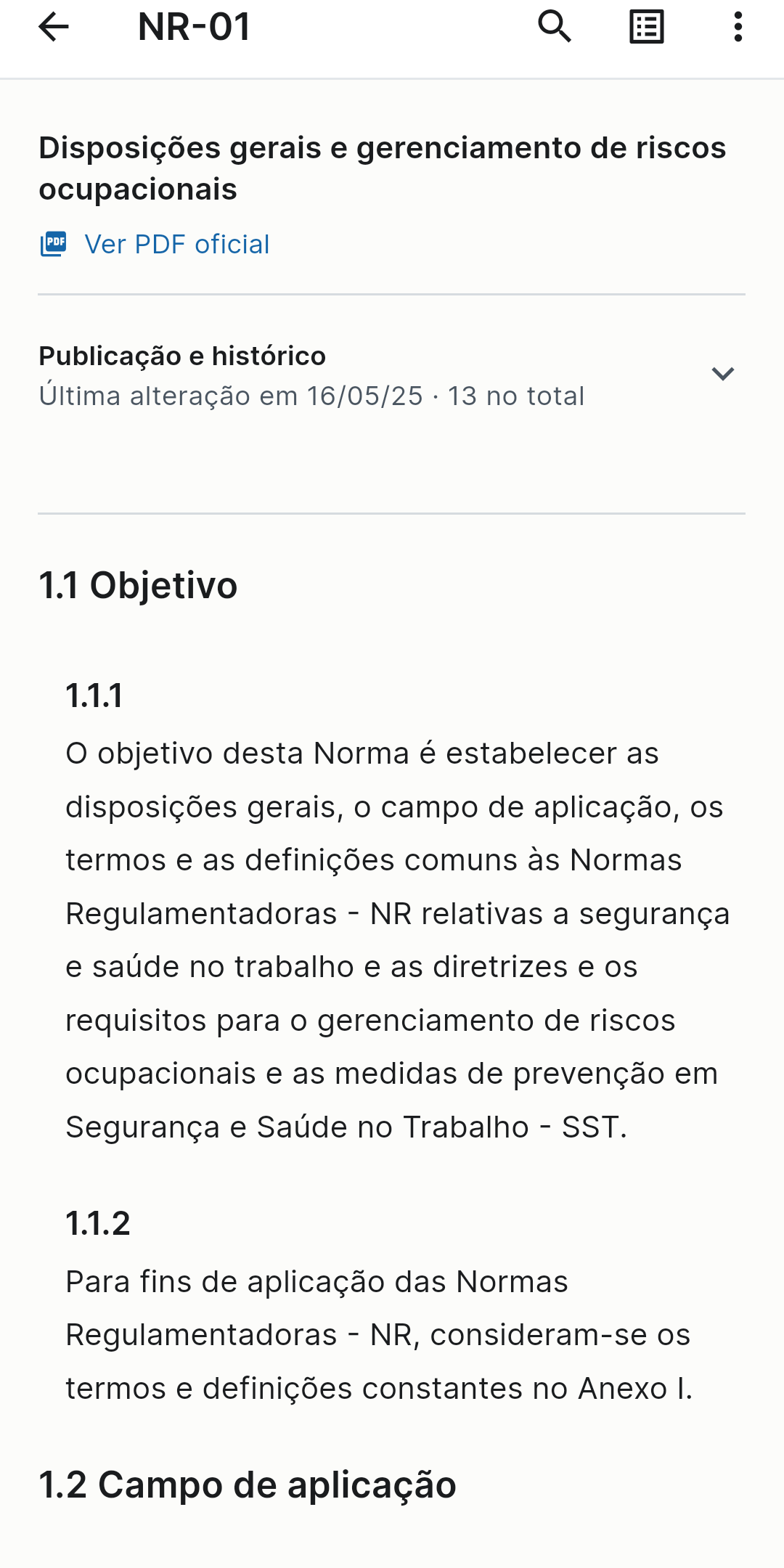 Leitor da norma com progresso de leitura