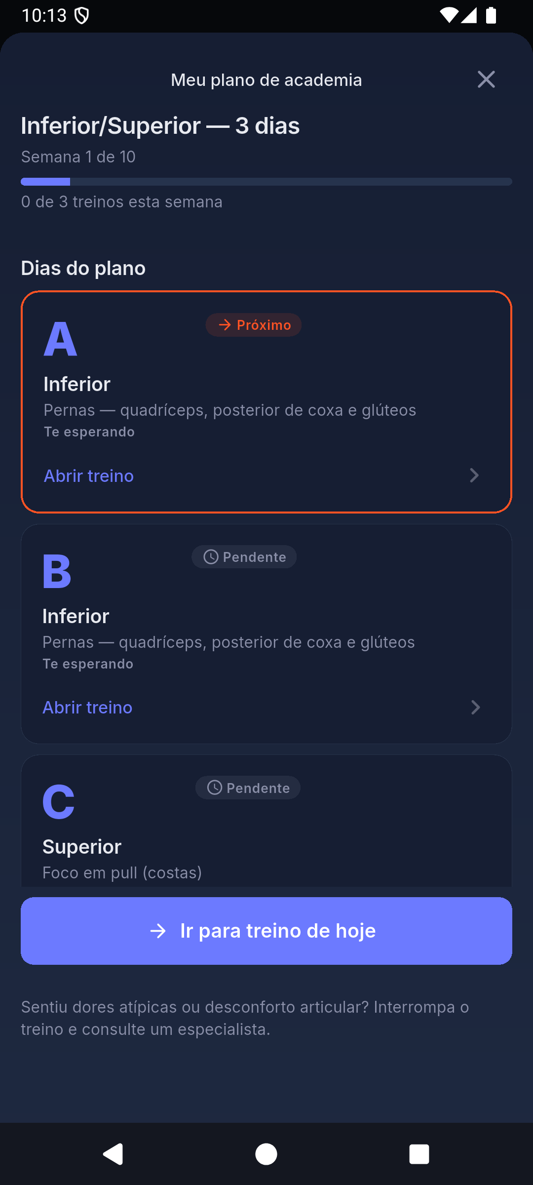 Visão geral do plano de força